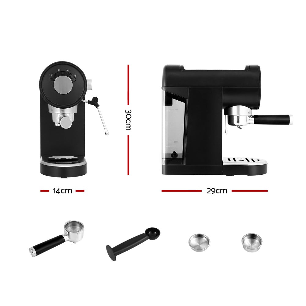 Devanti 20 Bar Espresso Machine Coffee Maker Black