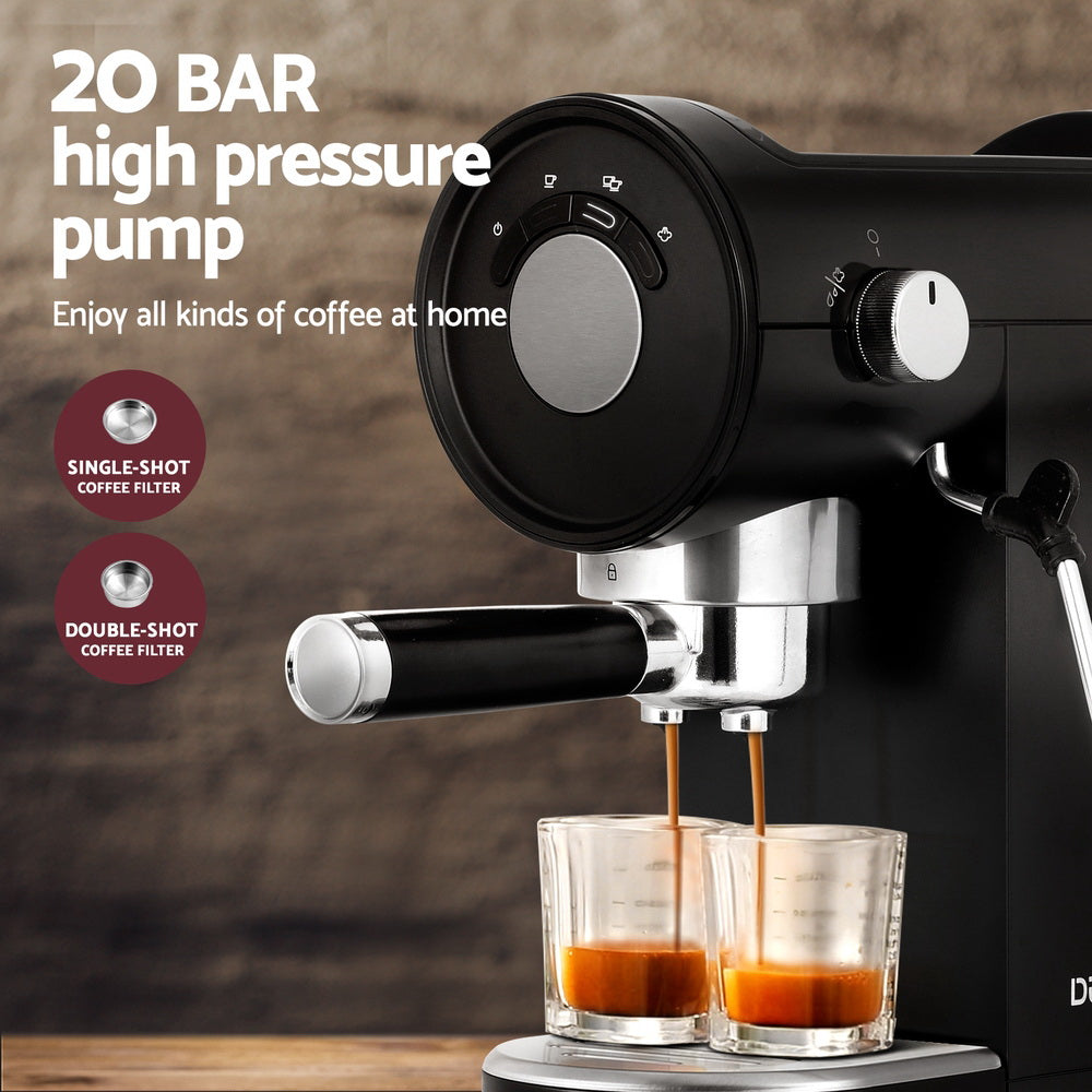 Devanti 20 Bar Espresso Machine Coffee Maker Black
