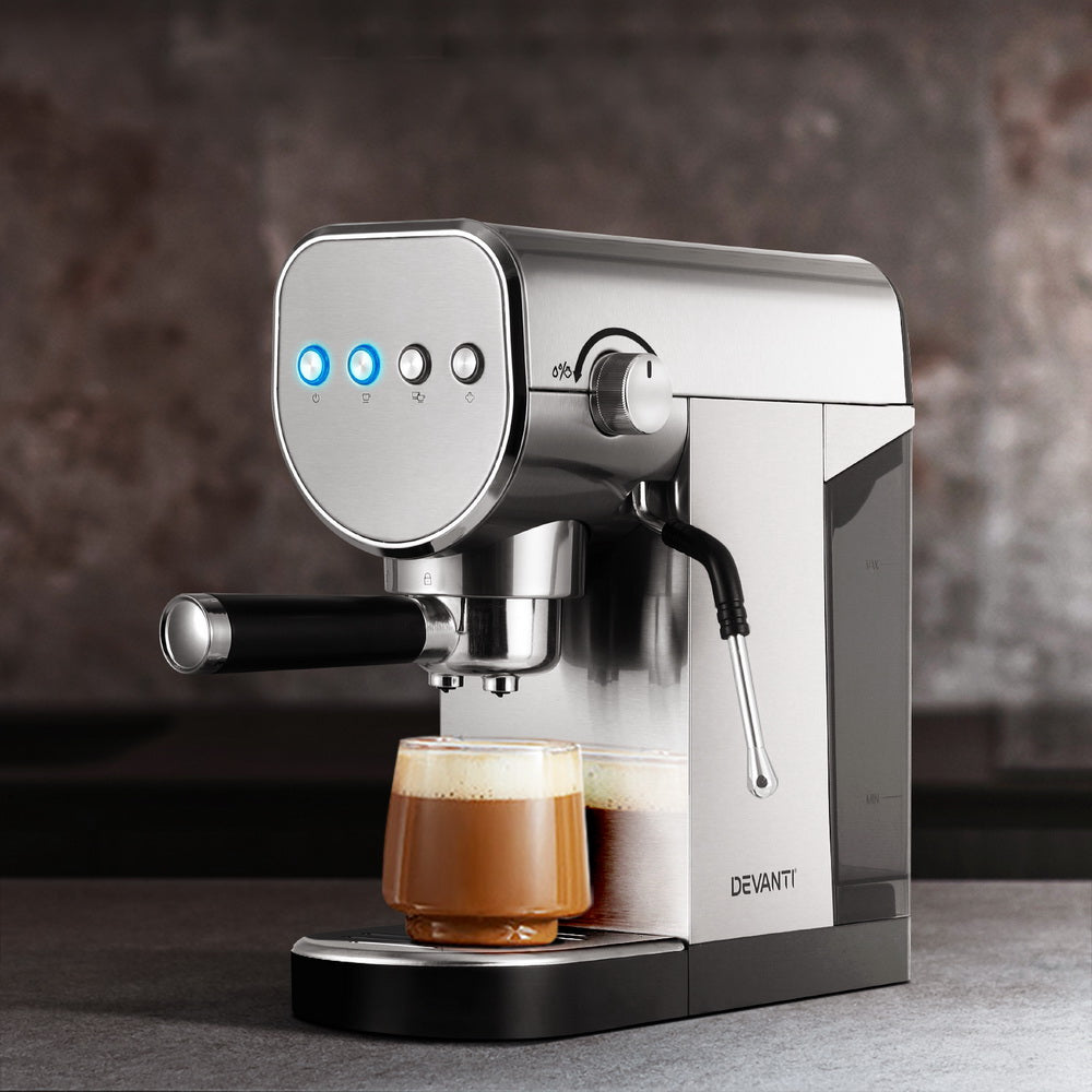 Devanti 20 Bar Espresso Machine Silver