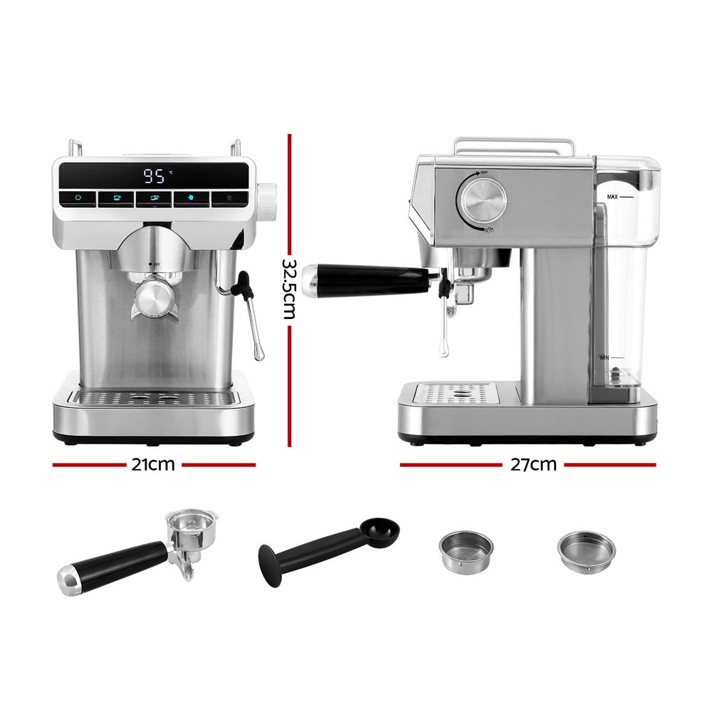 Devanti 20 Bar Espresso Machine Stainless Steel