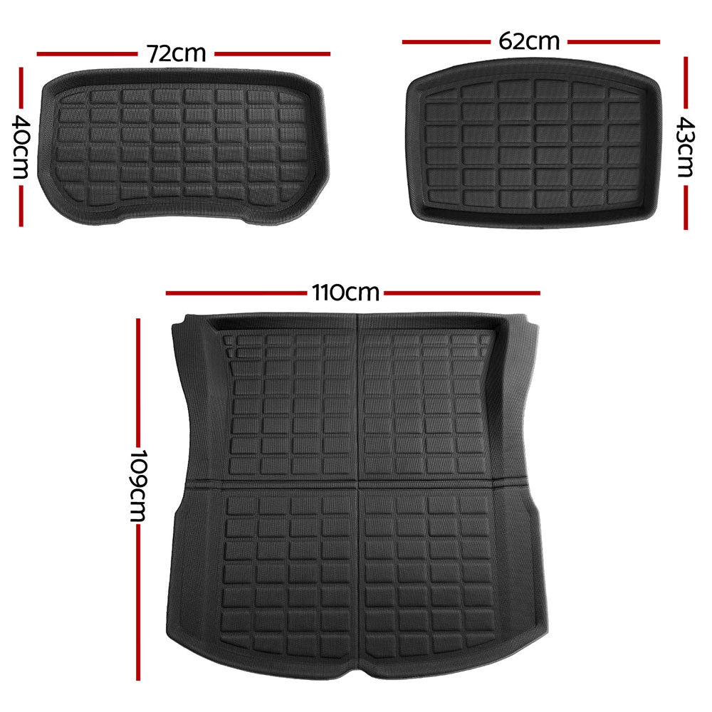 Waterproof Scratch-Resistant Cargo Mats for Tesla 3 2024 - Weisshorn