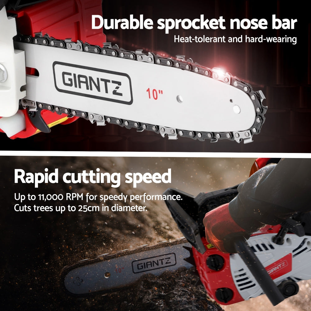 Giantz 25cc Petrol Chainsaw 10" Bar E-Start Tree Pruning