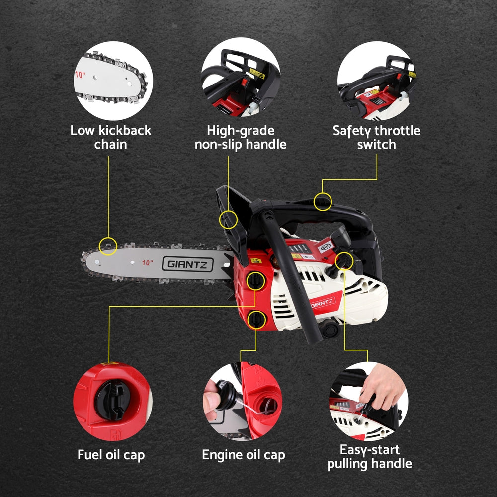 Giantz 25cc Petrol Chainsaw 10" Bar E-Start Tree Pruning