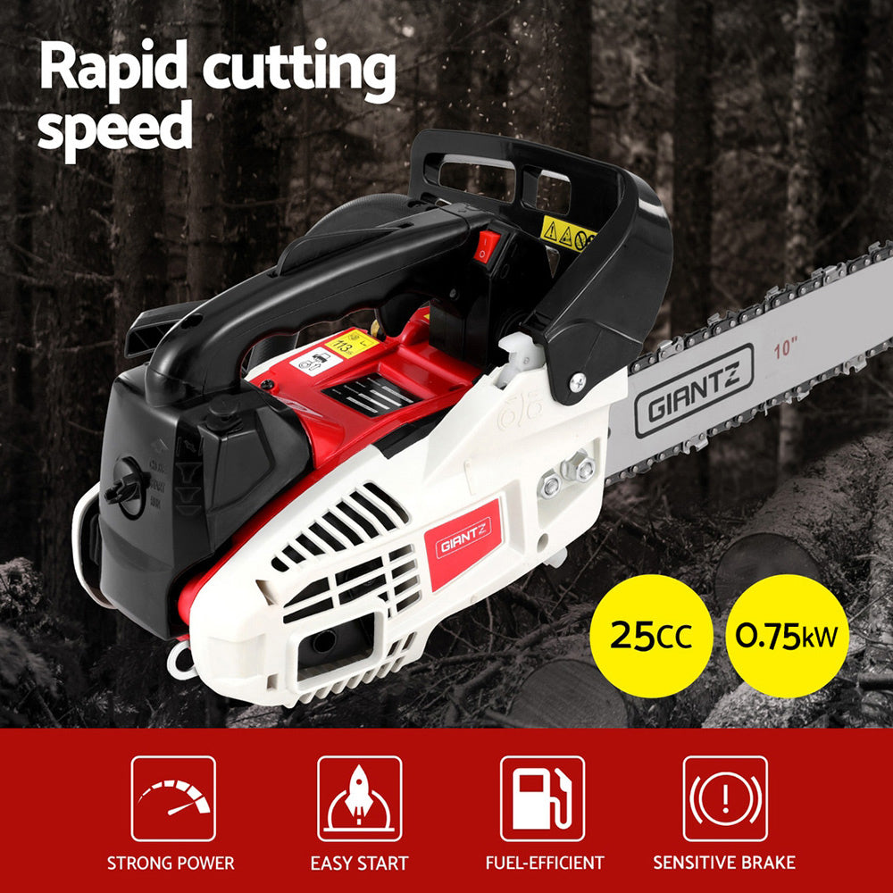 Giantz 25cc Petrol Chainsaw 10" Bar E-Start Tree Pruning