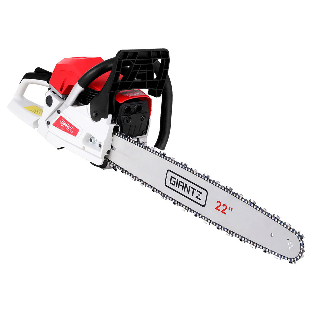 74cc Petrol Chainsaw E-Start 22" Bar Low Kickback - Giantz