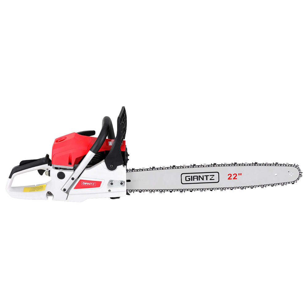 74cc Petrol Chainsaw E-Start 22" Bar Low Kickback - Giantz