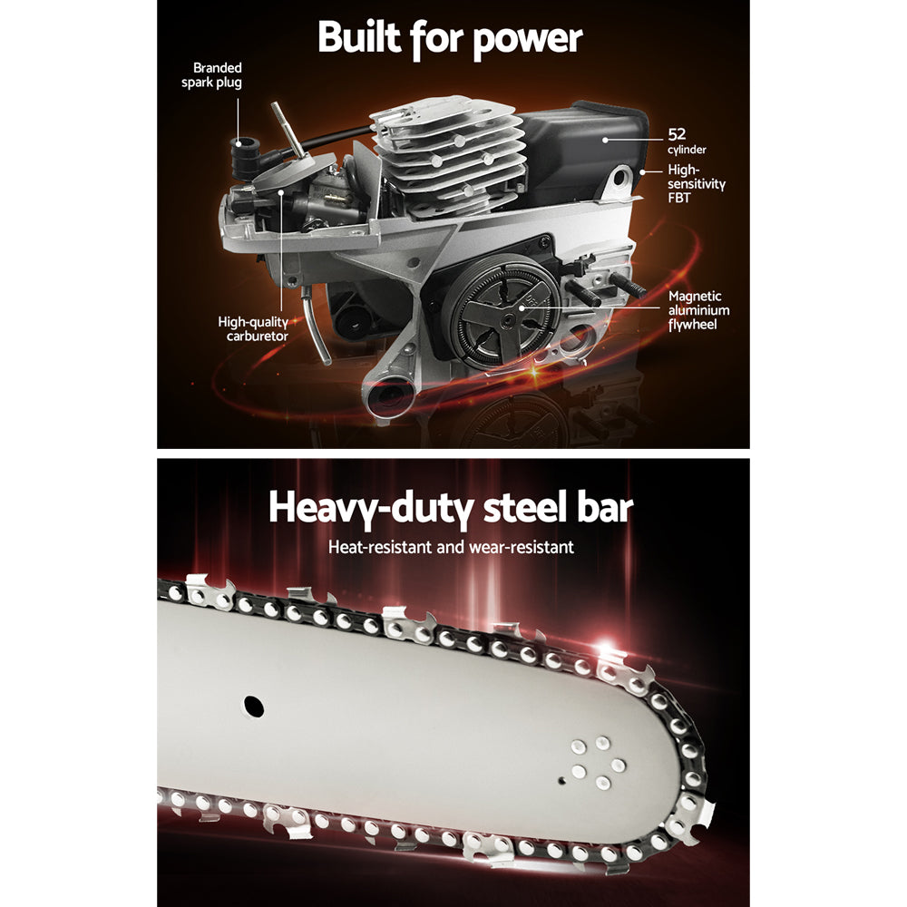 Giantz 92CC 24" Petrol Chainsaw Commercial E-Start