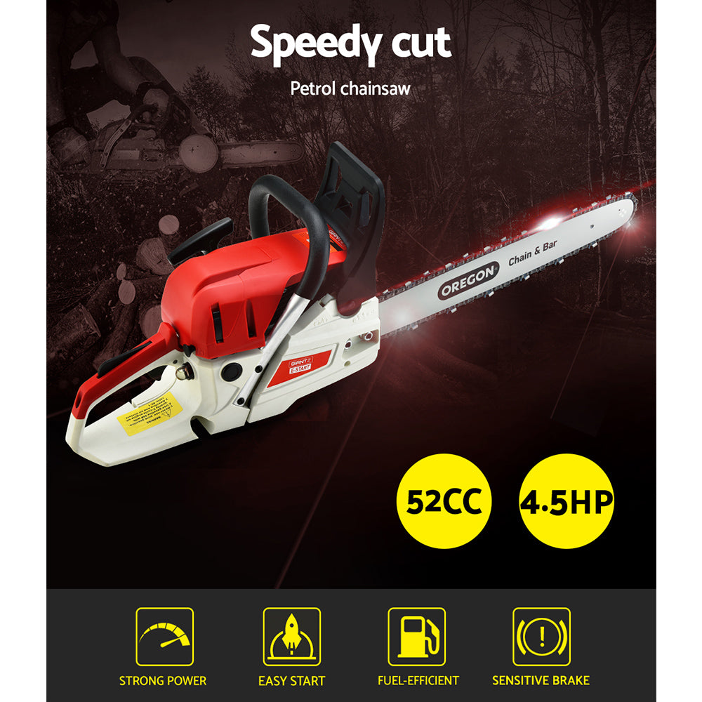 Giantz 52CC Petrol Chainsaw 20" Oregon Bar E-Start Commercial