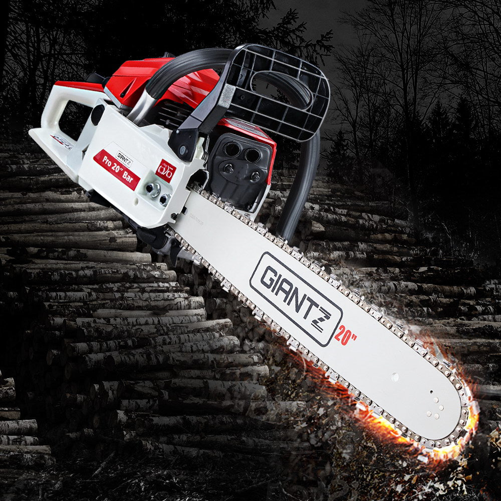 Giantz 52CC 20" Petrol Chainsaw E-Start White
