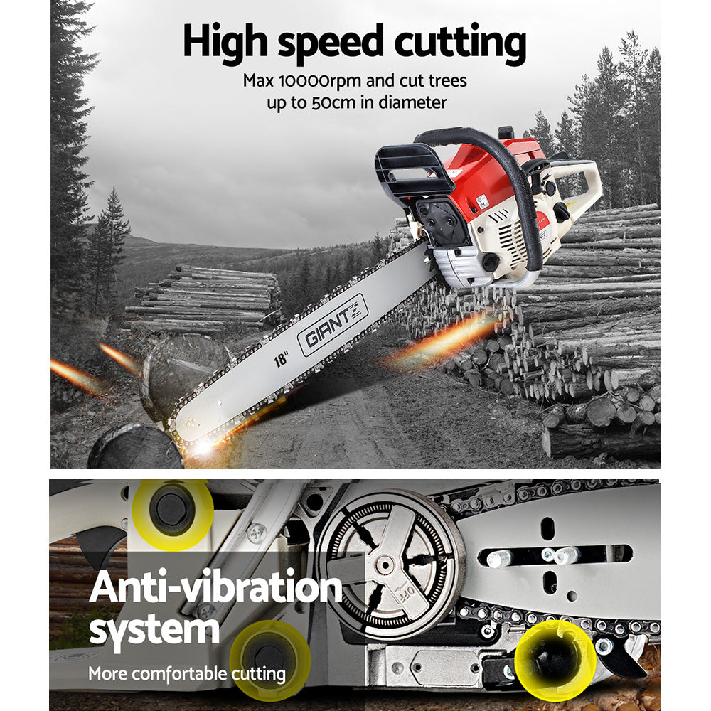 Giantz 75CC 18" Petrol Chainsaw Commercial E-Start