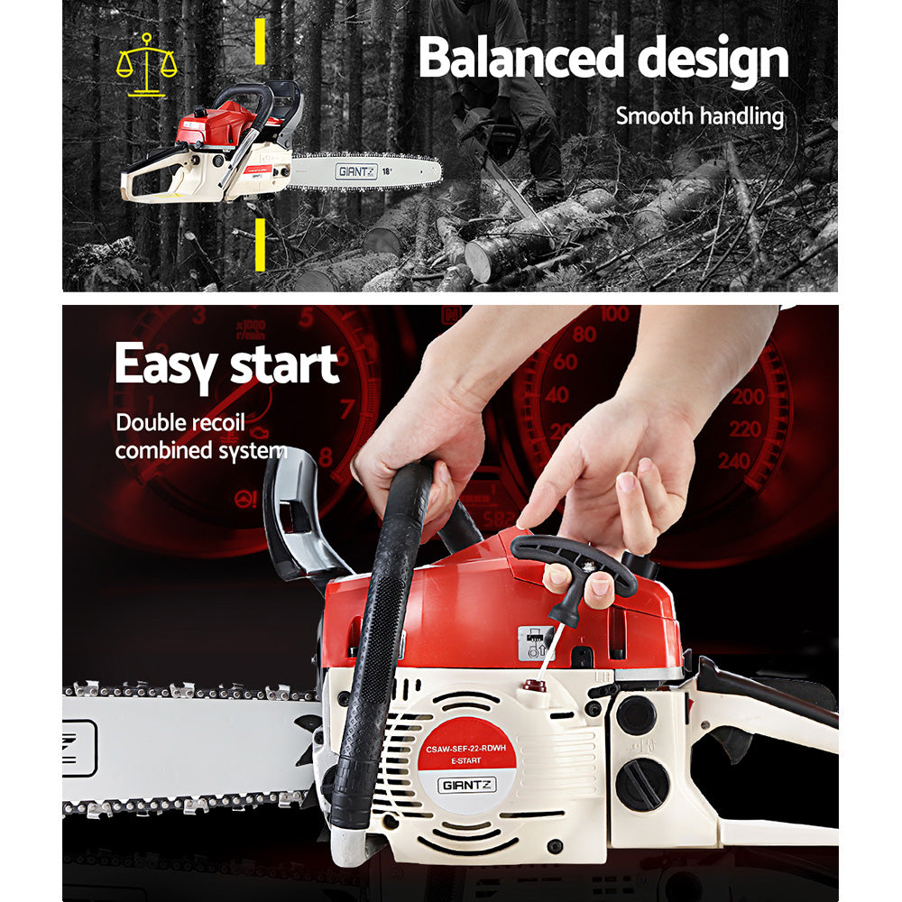 Giantz 75CC 18" Petrol Chainsaw Commercial E-Start