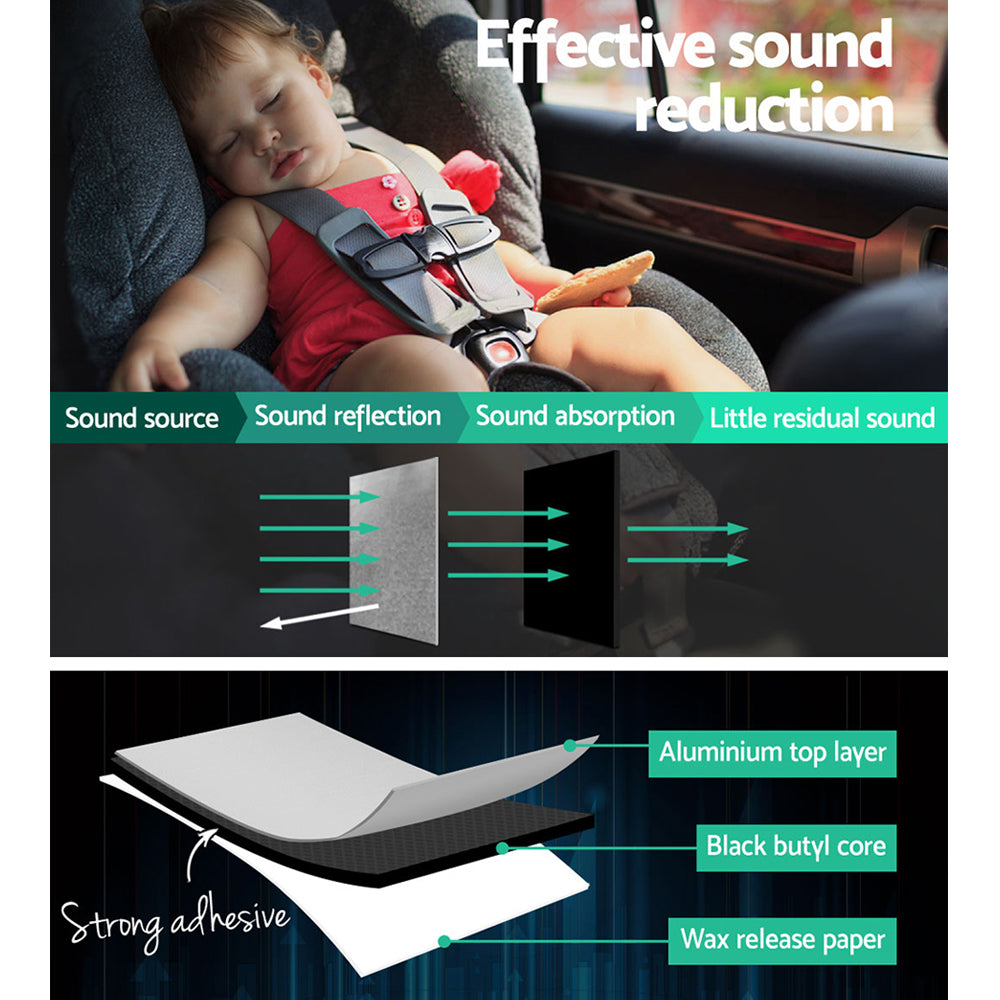 Weisshorn 32x50cm Car Sound Deadener Insulation 24pcs with Roller