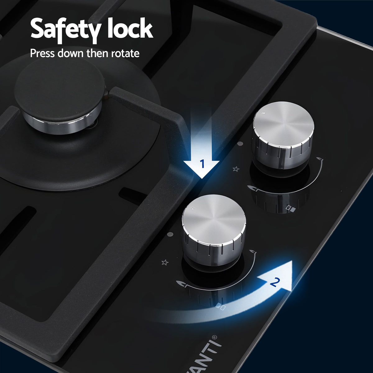 Devanti 30cm 2 Burner Built-in Gas Cooktop Glass Top NG LPG