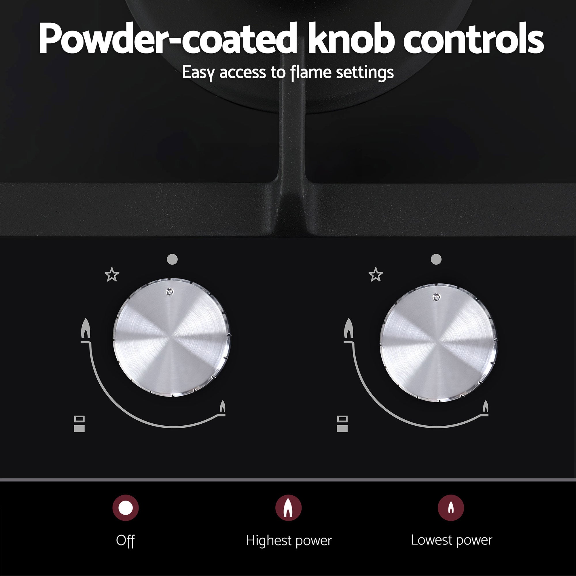 Devanti Gas Cooktop 30cm 2 Burner Built-in Stove Glass Cook Top NG LPG Wok Burner