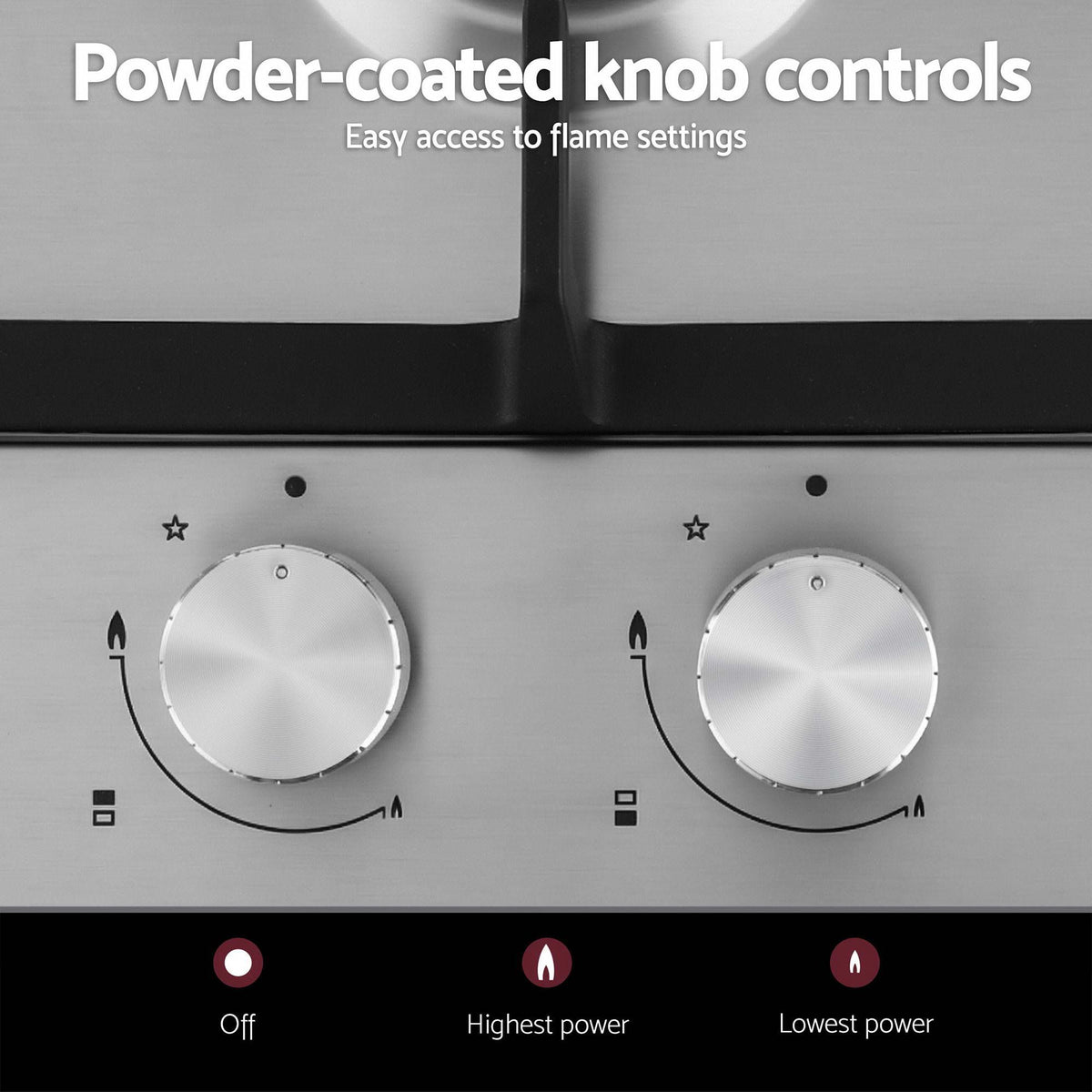 Devanti 30cm Built-in Gas Cooktop 2 Burner Silver