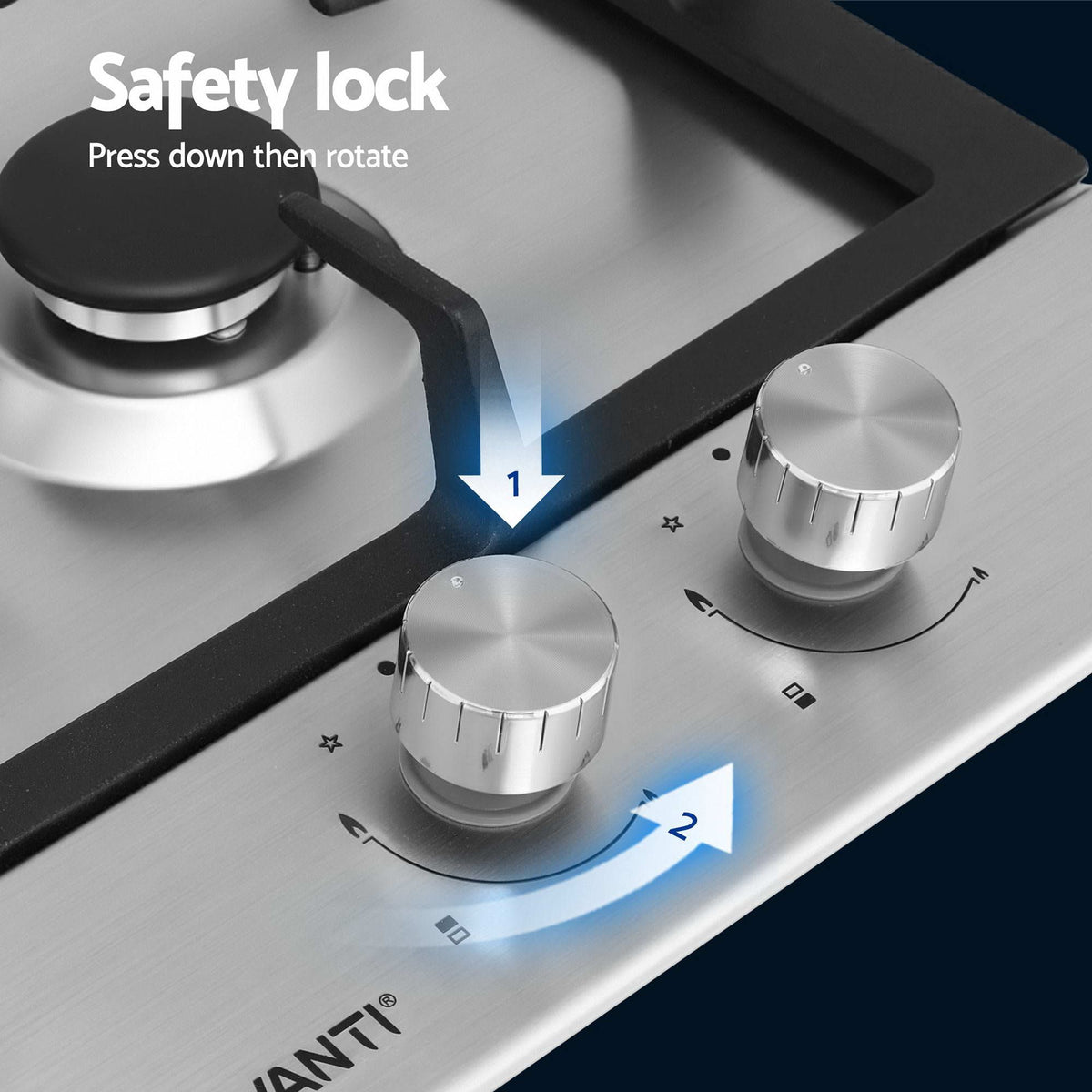 Devanti 30cm Built-in Gas Cooktop 2 Burner Silver