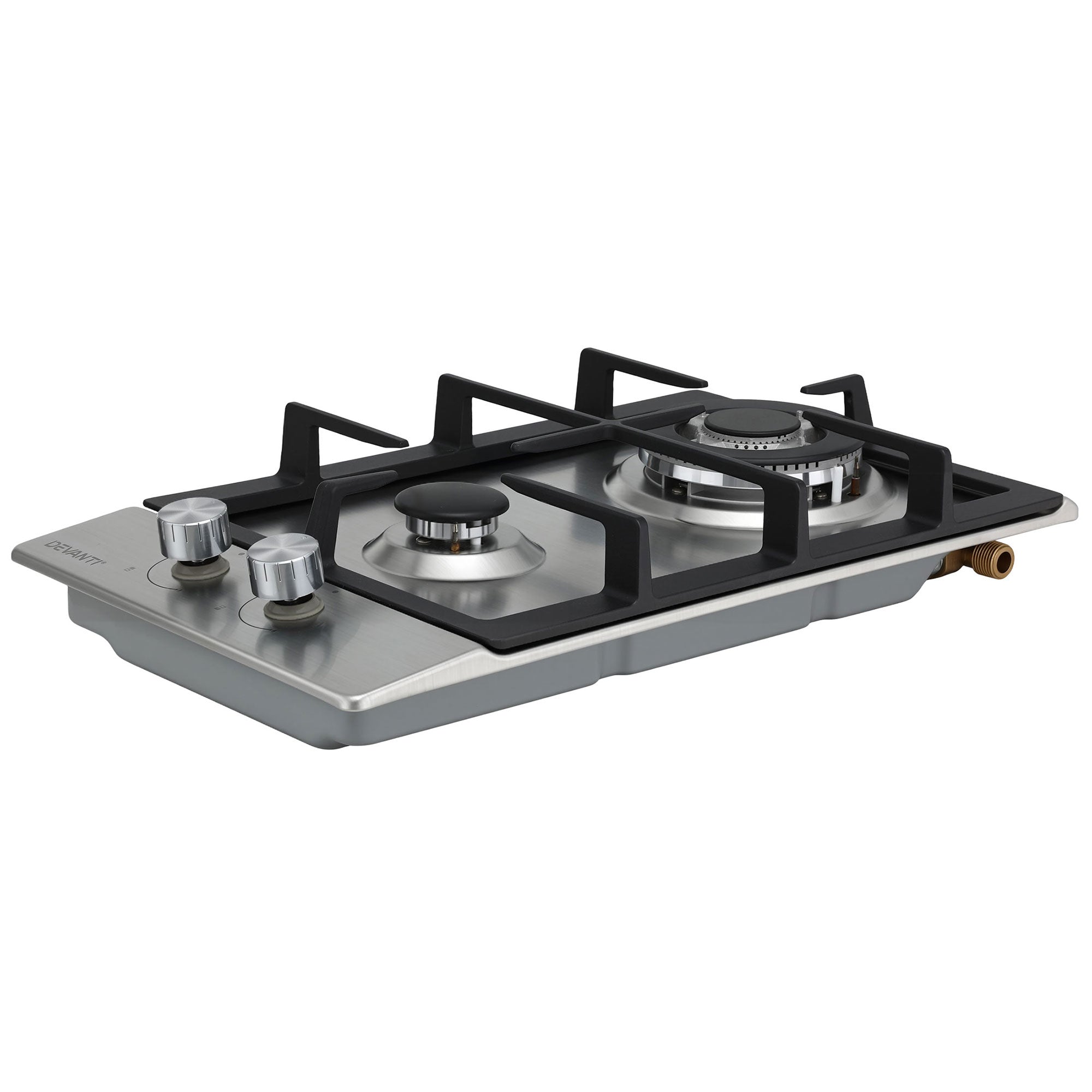 Devanti Gas Cooktop 30cm 2 Burner Silver