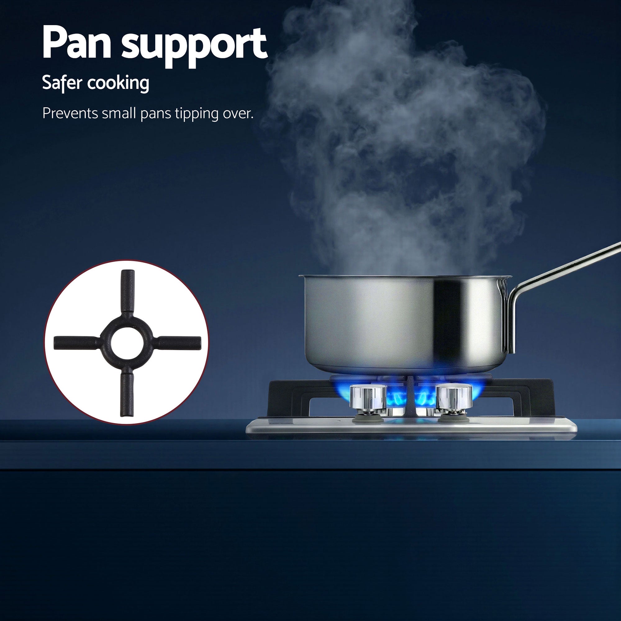 Devanti Gas Cooktop 30cm 2 Burner Silver