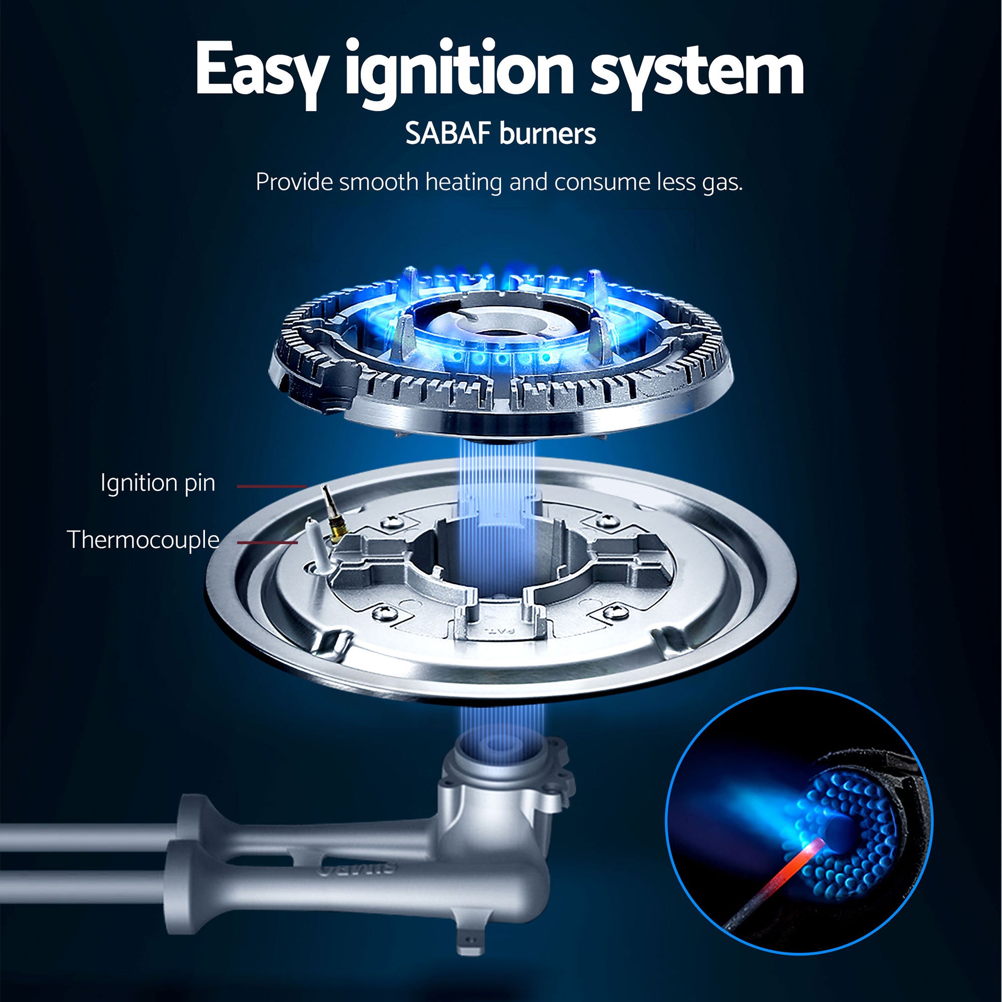 Devanti Gas Cooktop 30cm 2 Burner Silver