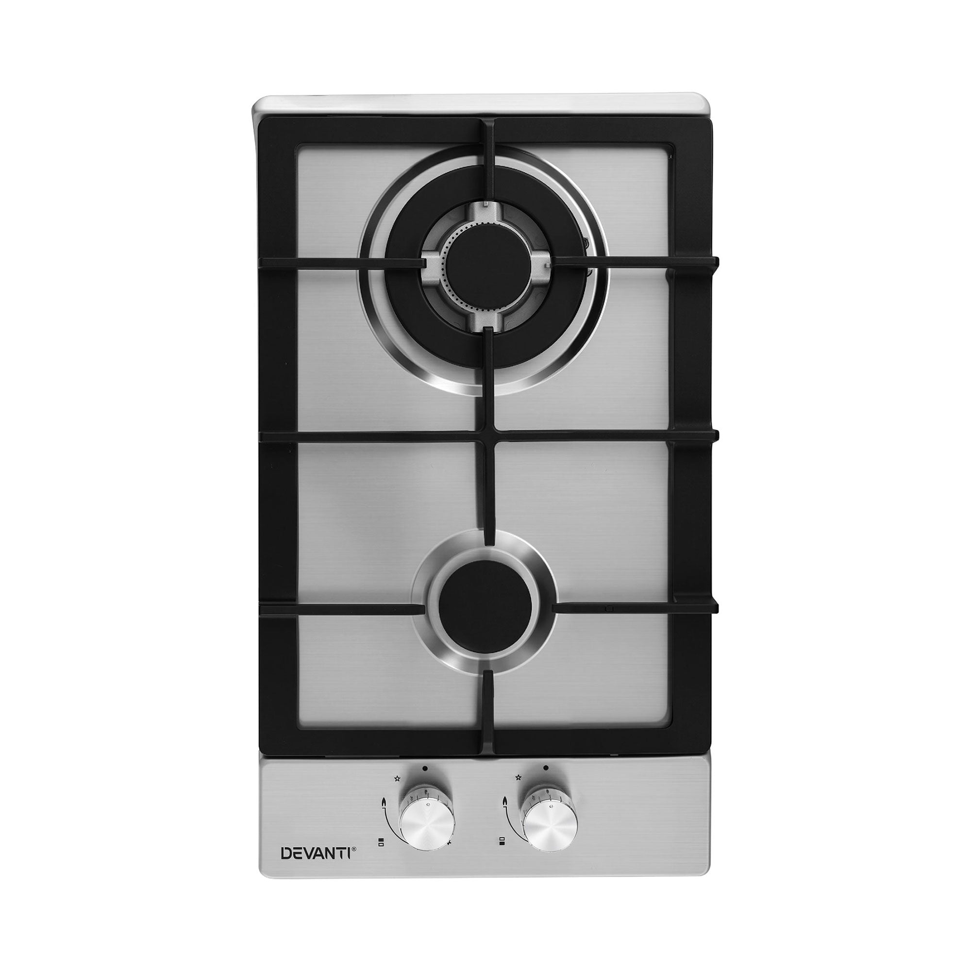 Devanti Gas Cooktop 30cm 2 Burner Silver