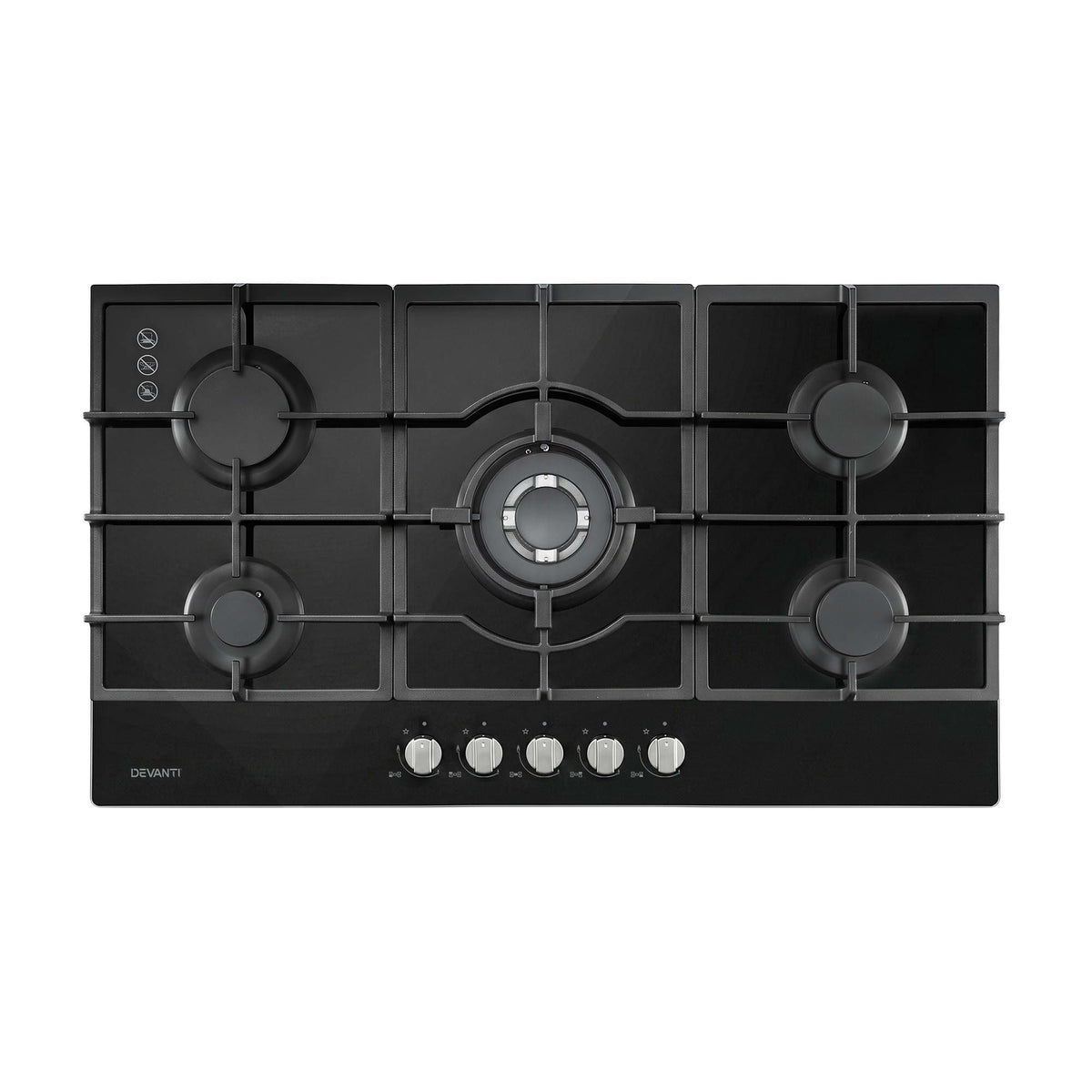 Devanti 90cm 5 Burner Gas Cooktop LPG or Natural Gas Black