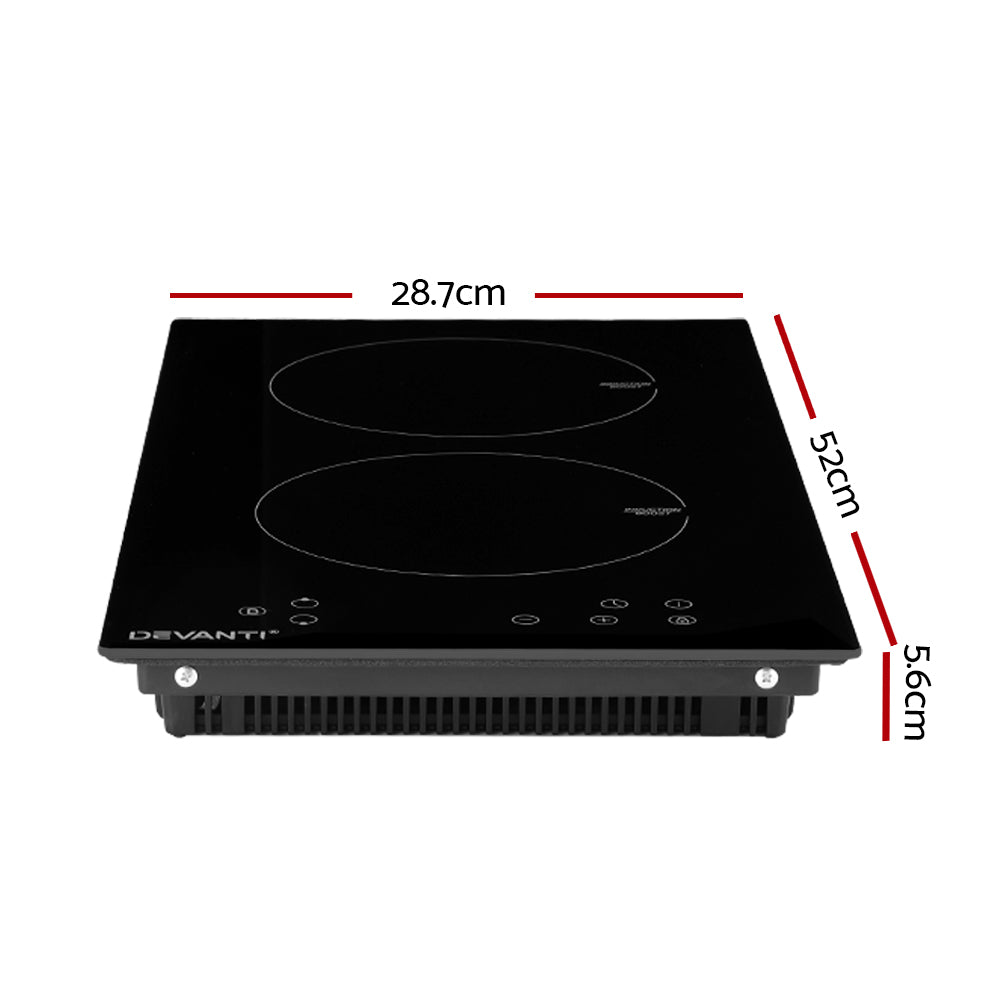 Devanti 30cm Induction Cooktop Electric Black Ceramic Glass