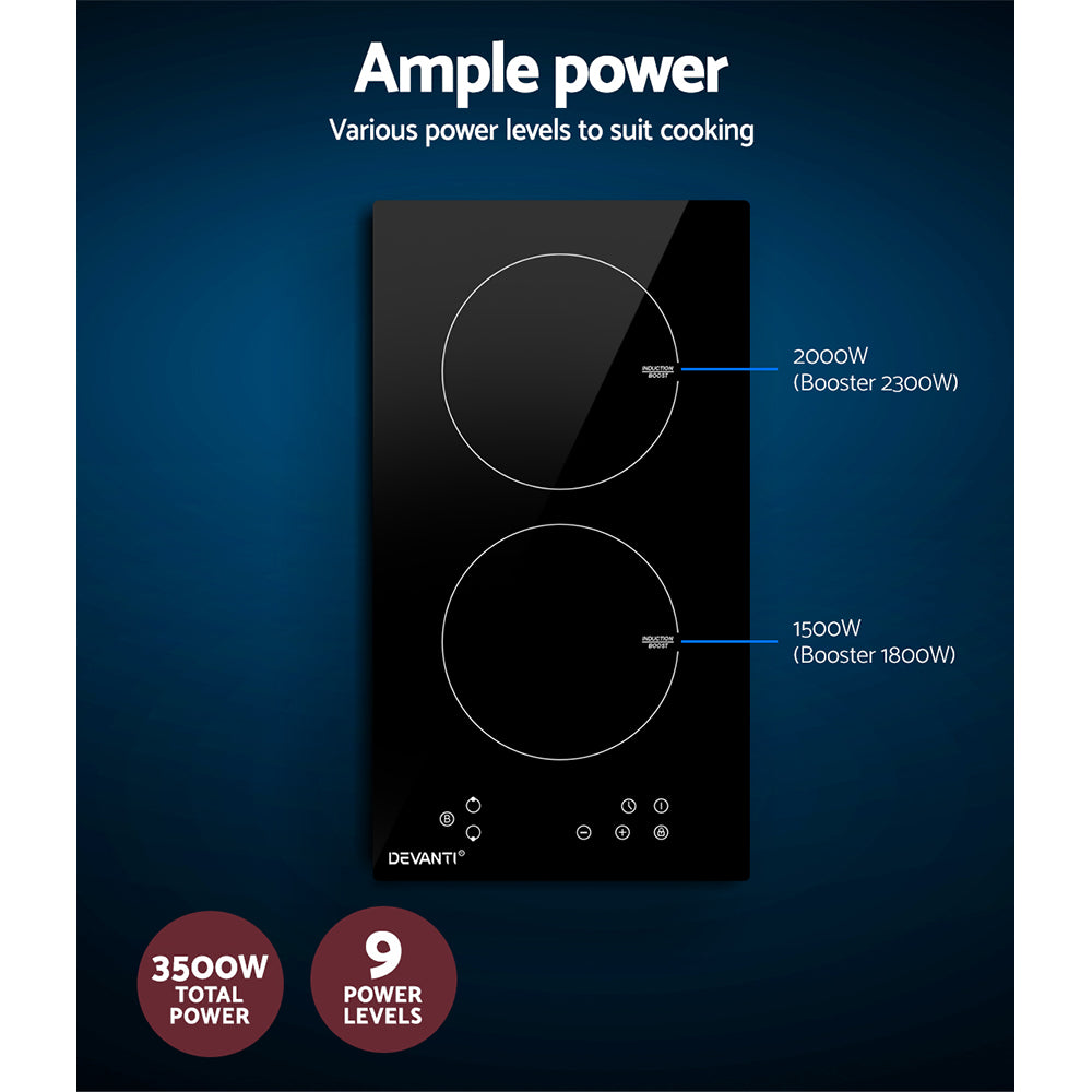 Devanti 30cm Induction Cooktop Electric Black Ceramic Glass