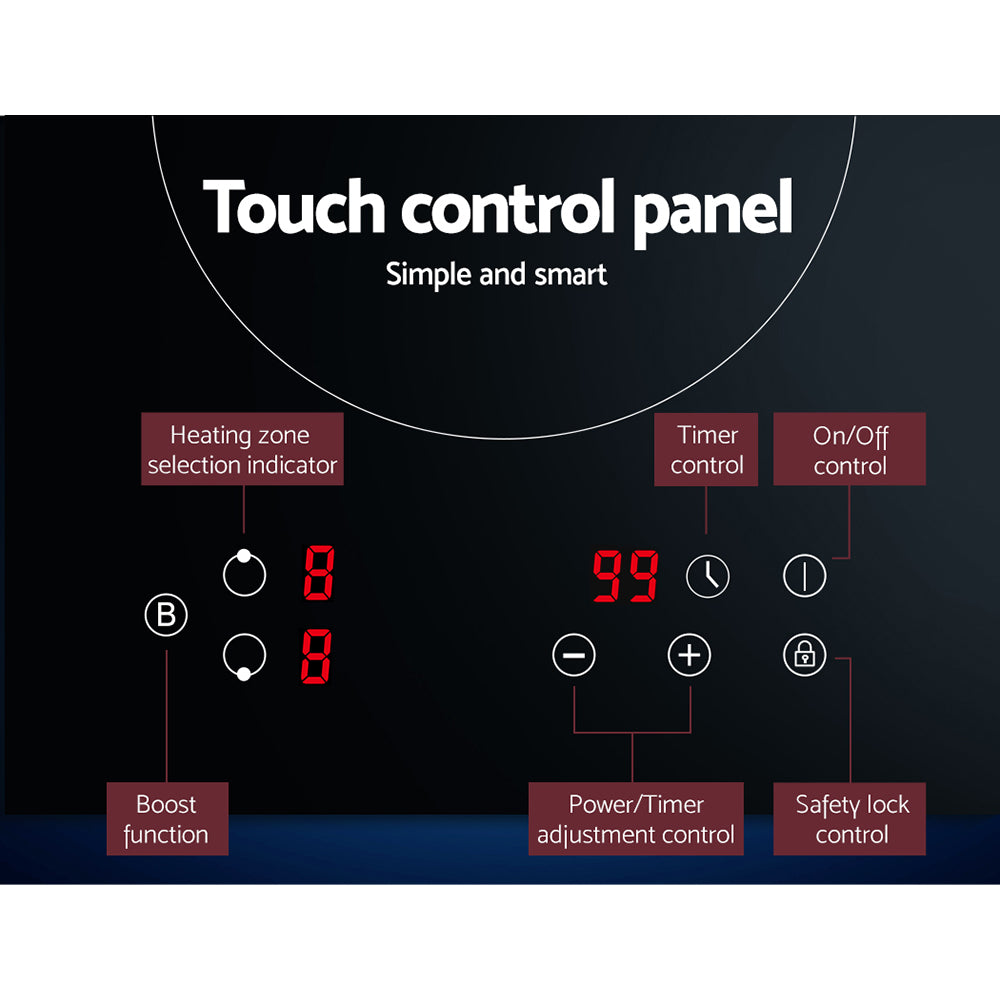 Devanti 30cm Induction Cooktop Electric Black Ceramic Glass