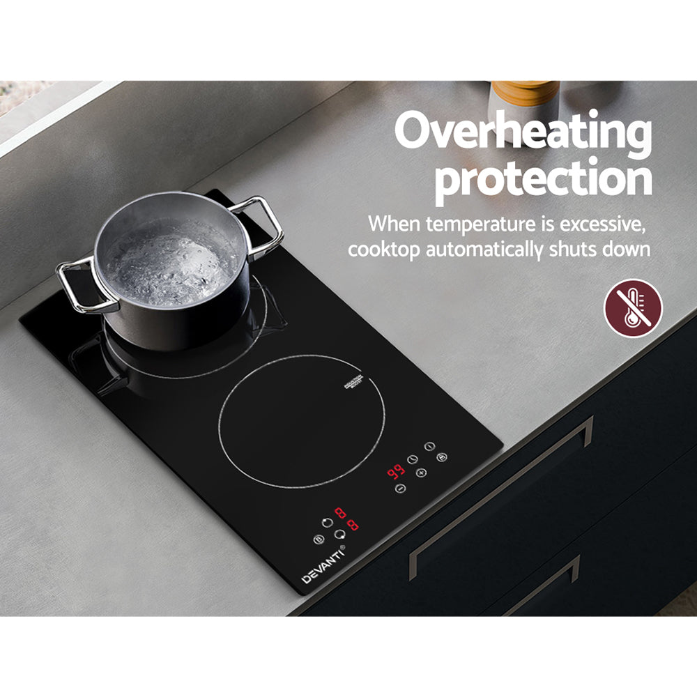 Devanti 30cm Induction Cooktop Electric Black Ceramic Glass