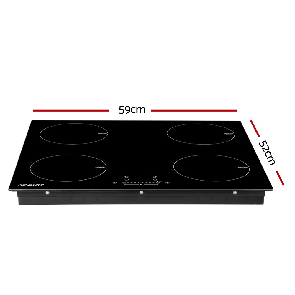 Devanti 60cm Induction Cooktop 4-Zone Electric Black