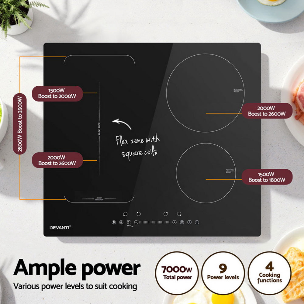 Devanti 60cm Induction Cooktop 4-Zone Electric Black