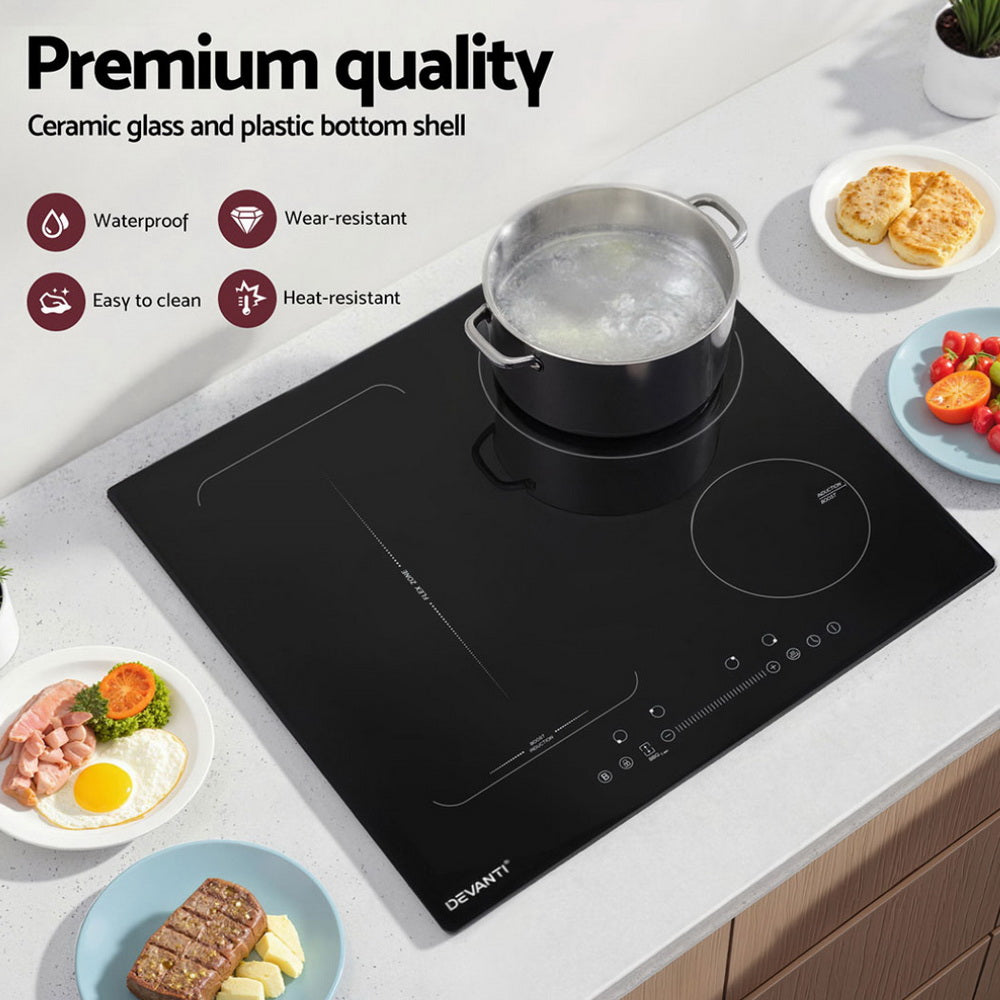 Devanti 60cm Induction Cooktop 4-Zone Electric Black