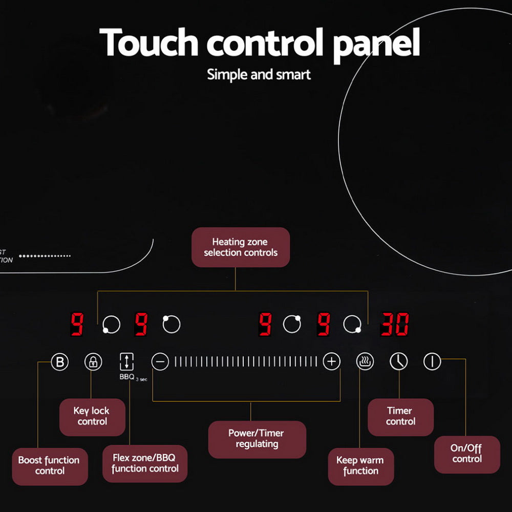 Devanti 60cm Induction Cooktop 4-Zone Electric Black