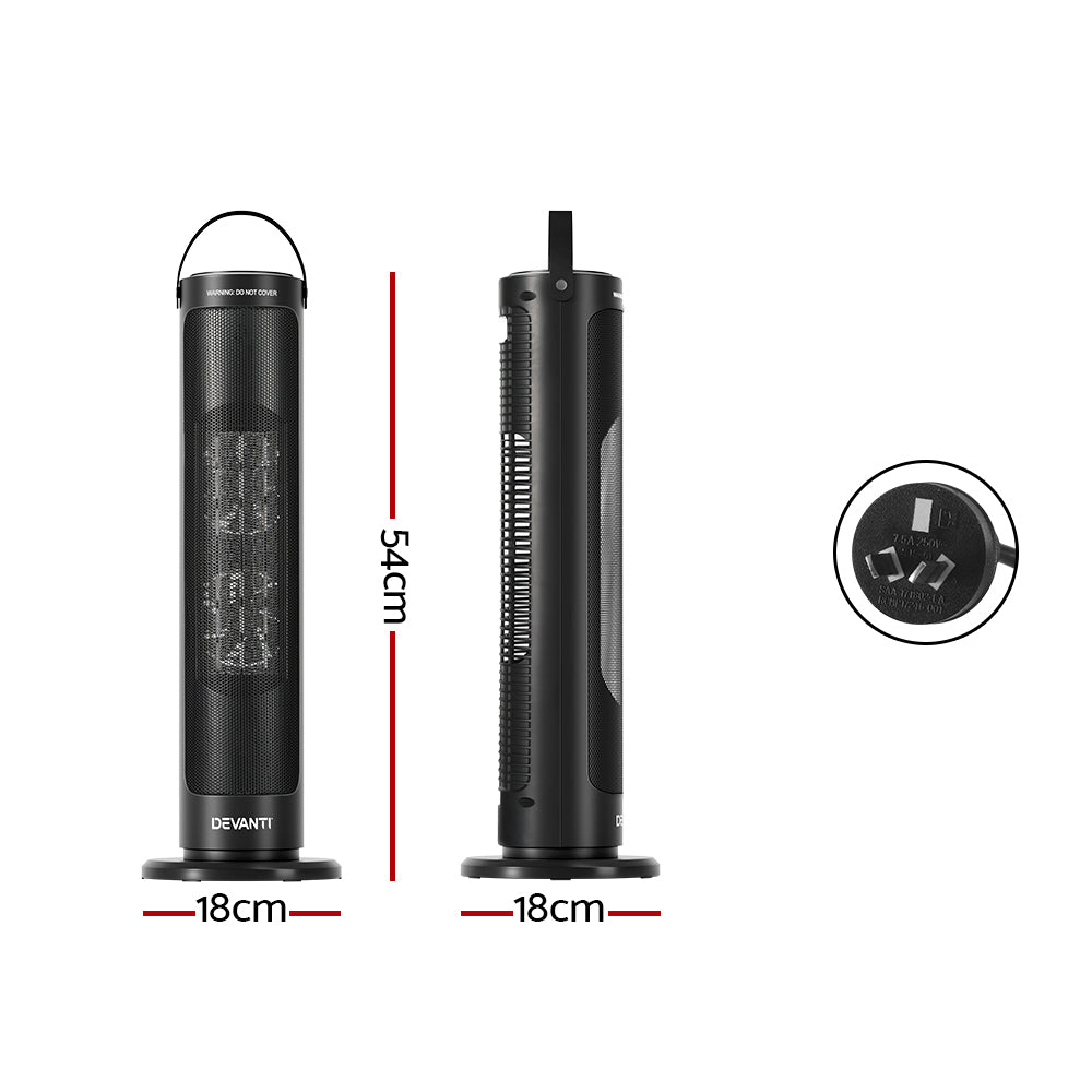 Devanti 2000W Ceramic Tower Heater Black