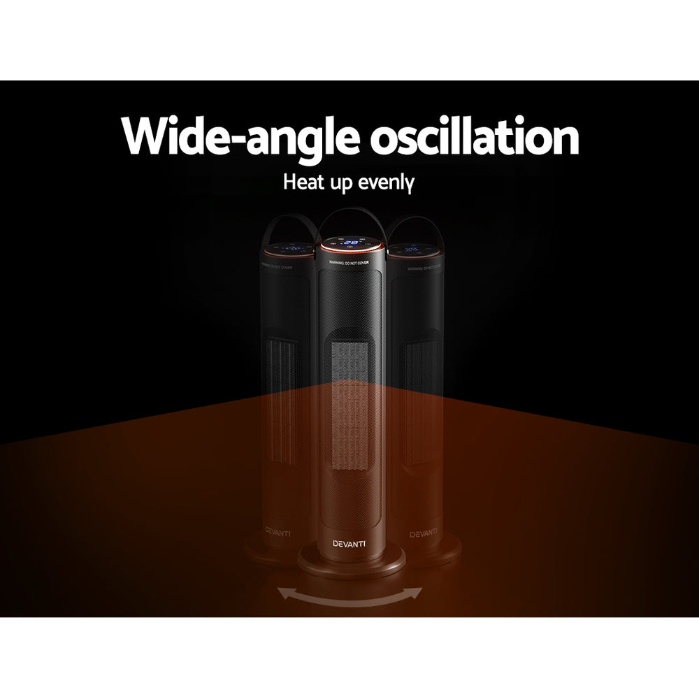 Devanti 2000W Ceramic Tower Heater Black