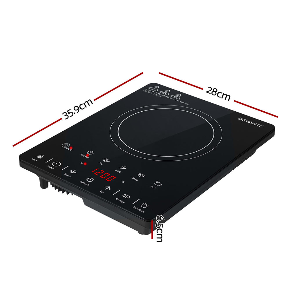 Single Burner Electric Cooktop, 2000W, Black Ceramic, Devanti