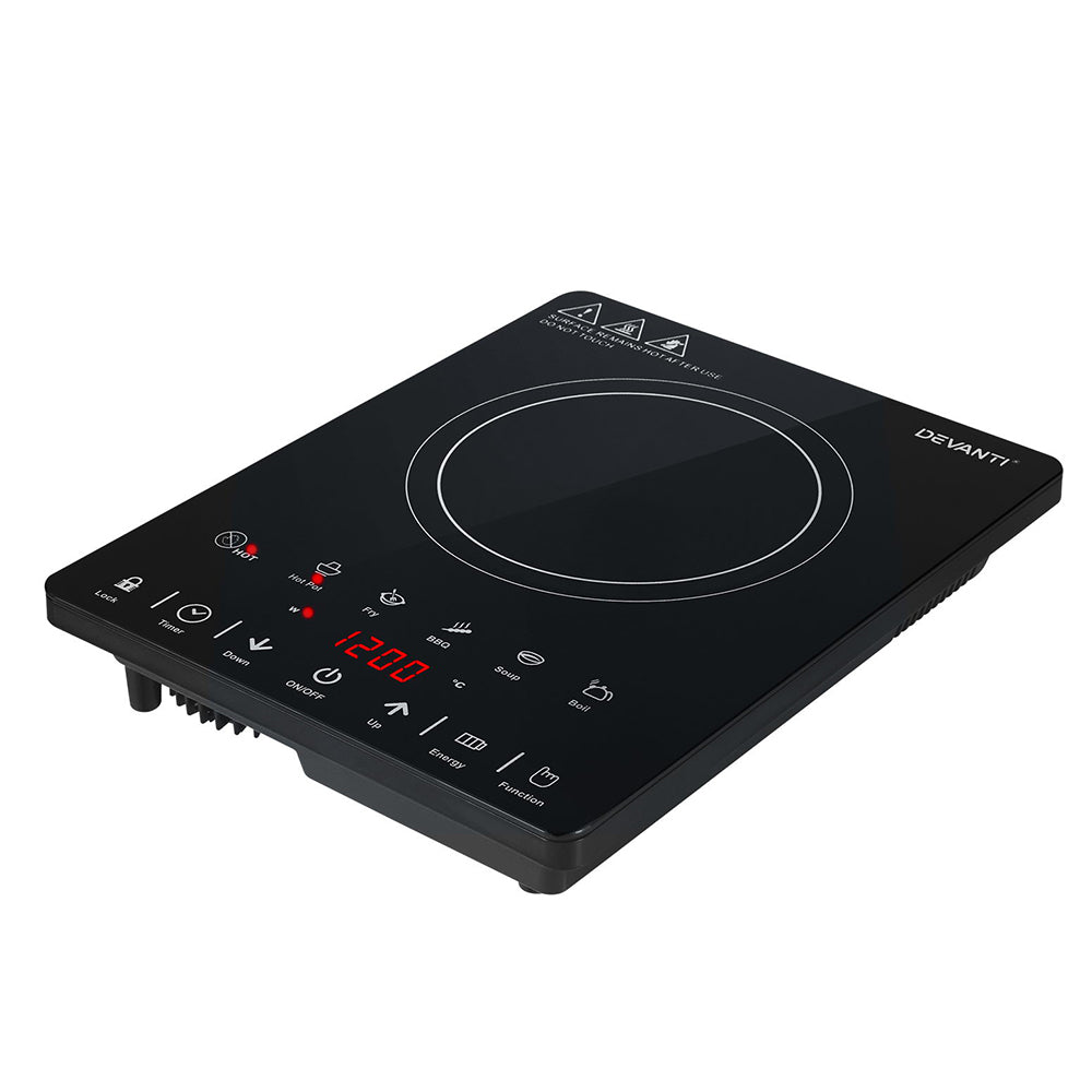 Single Burner Electric Cooktop, 2000W, Black Ceramic, Devanti