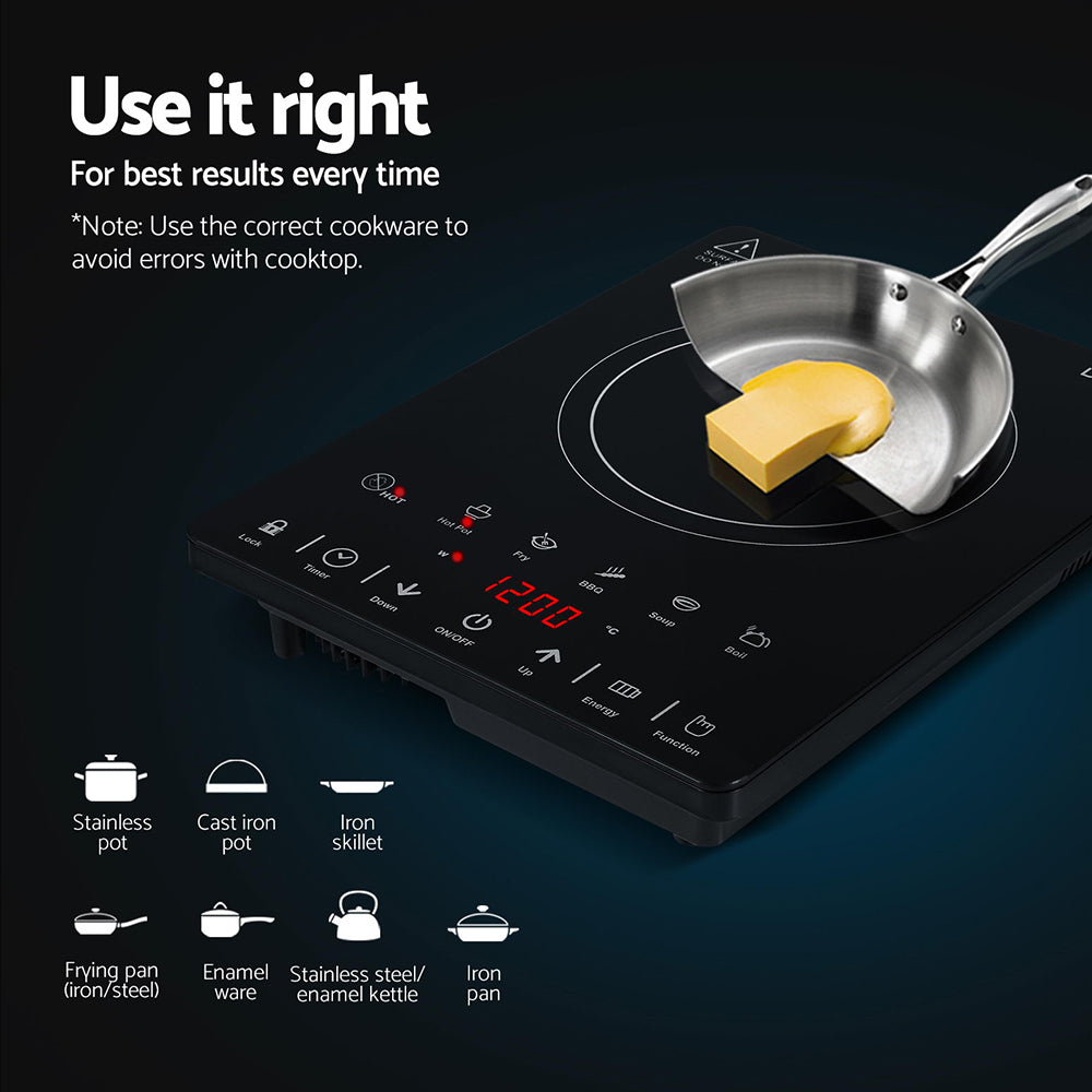 Single Burner Electric Cooktop, 2000W, Black Ceramic, Devanti