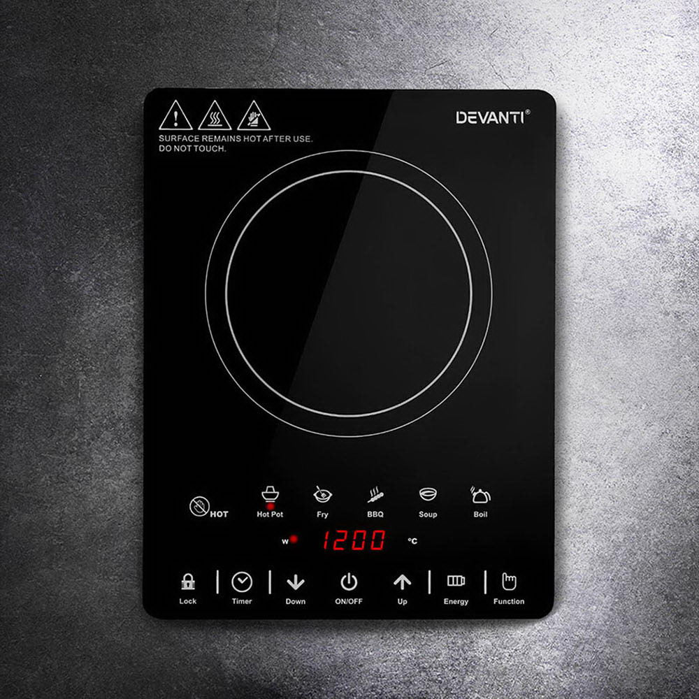 Single Burner Electric Cooktop, 2000W, Black Ceramic, Devanti