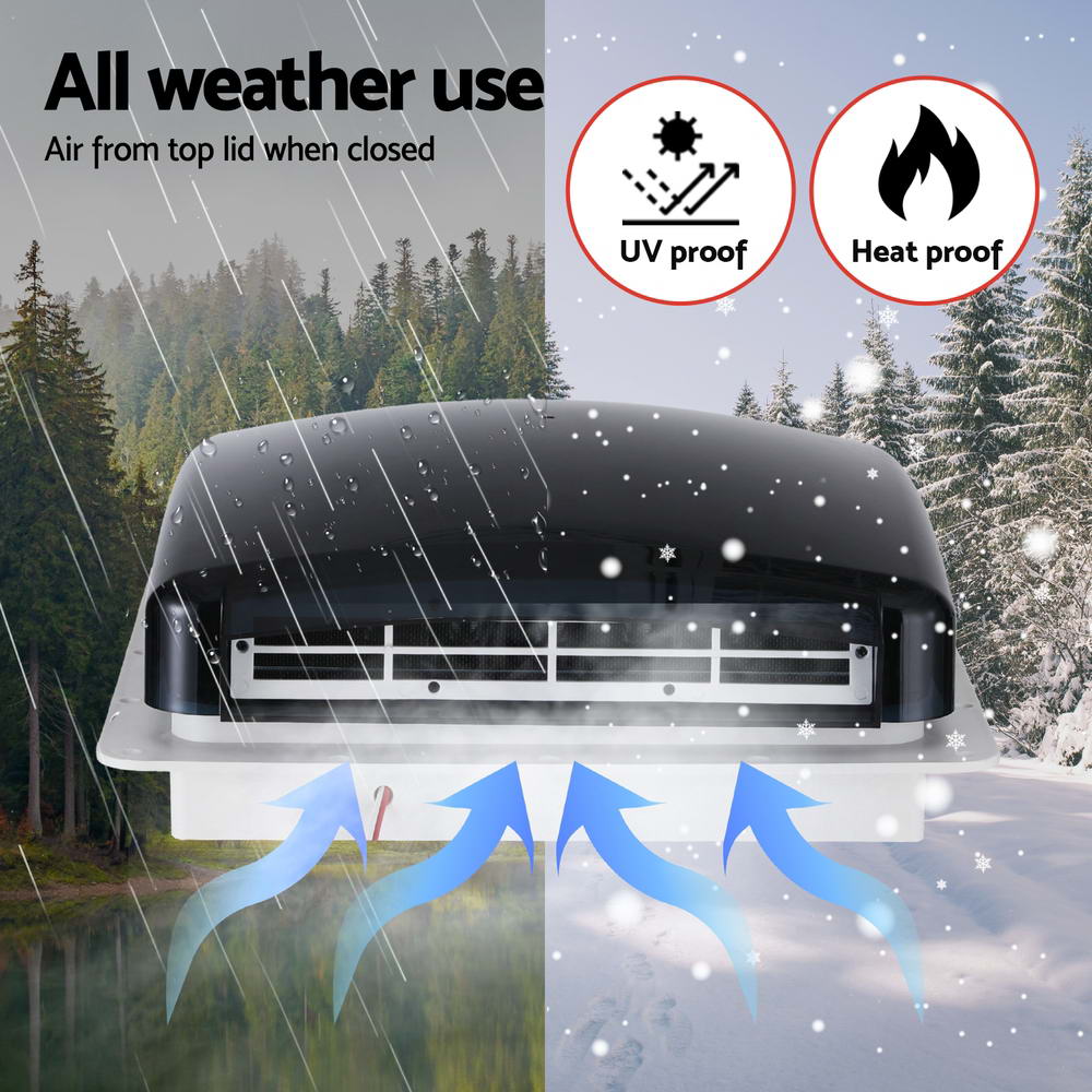 Weisshorn Caravan Roof Hatch 12V Shower Fan Reversible Airflow White/Black
