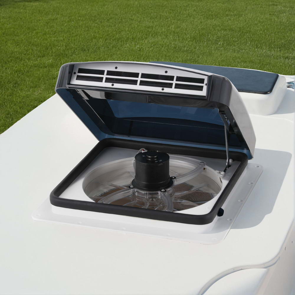 Weisshorn Caravan Roof Hatch 12V Shower Fan Reversible Airflow White/Black