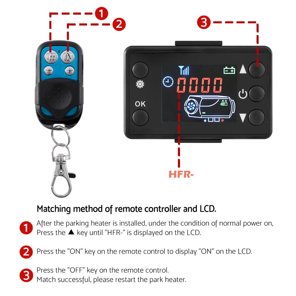 Giantz 5KW Portable Diesel Air Heater Remote LCD for RVs, Boats, Buses