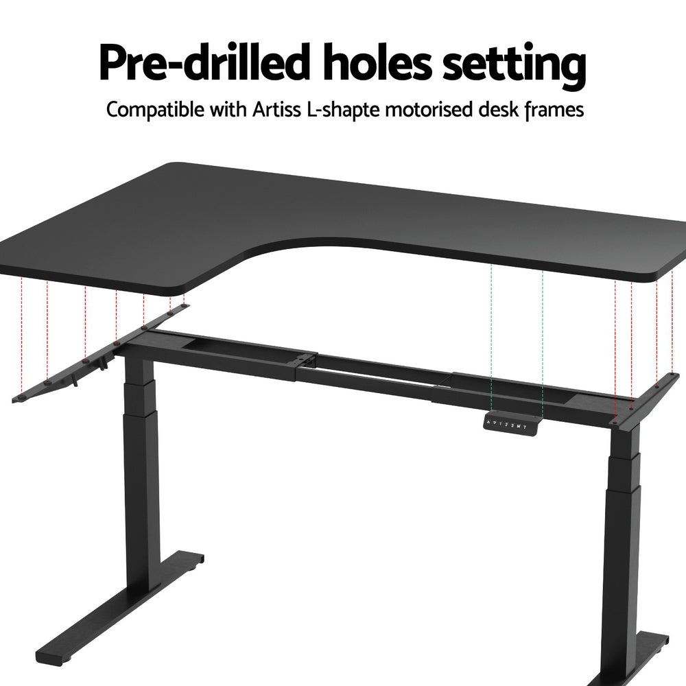 L-Shape 160cm Standing Desk Top Black