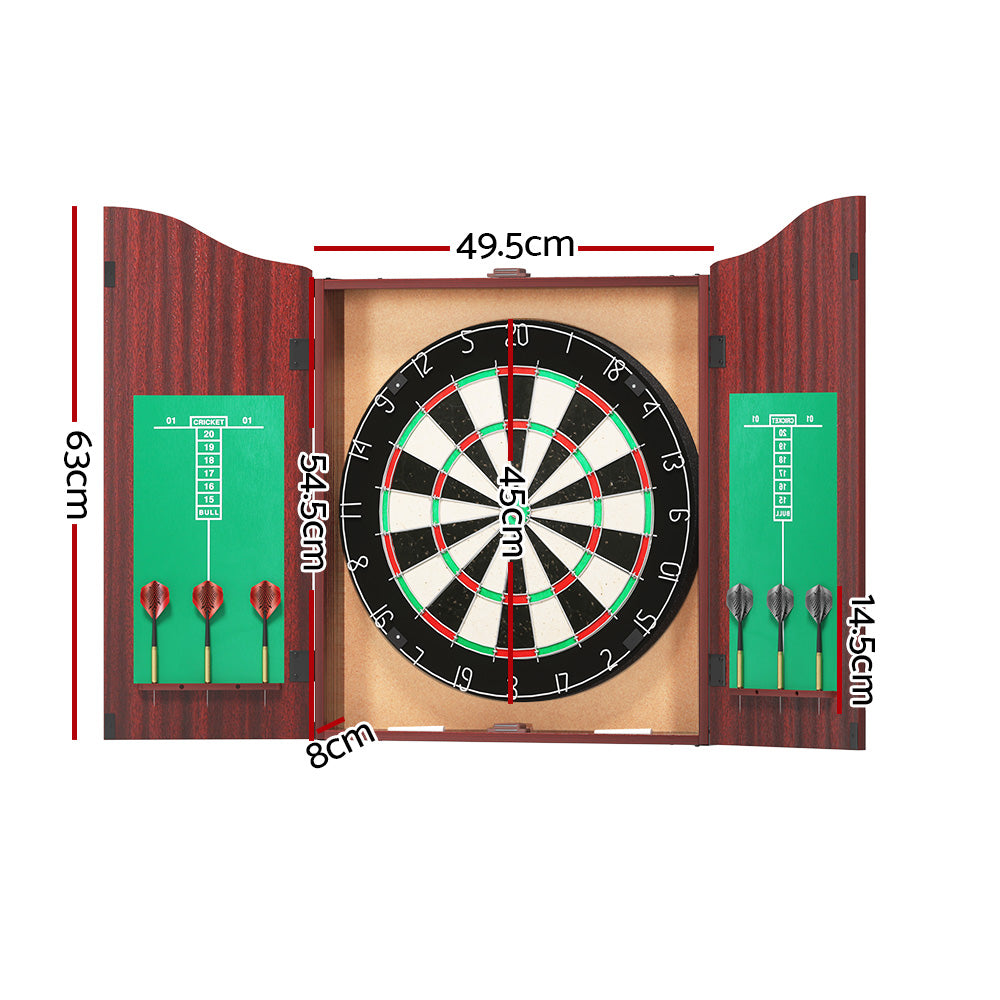 18" Dartboard Cabinet Set Steel Darts Brown