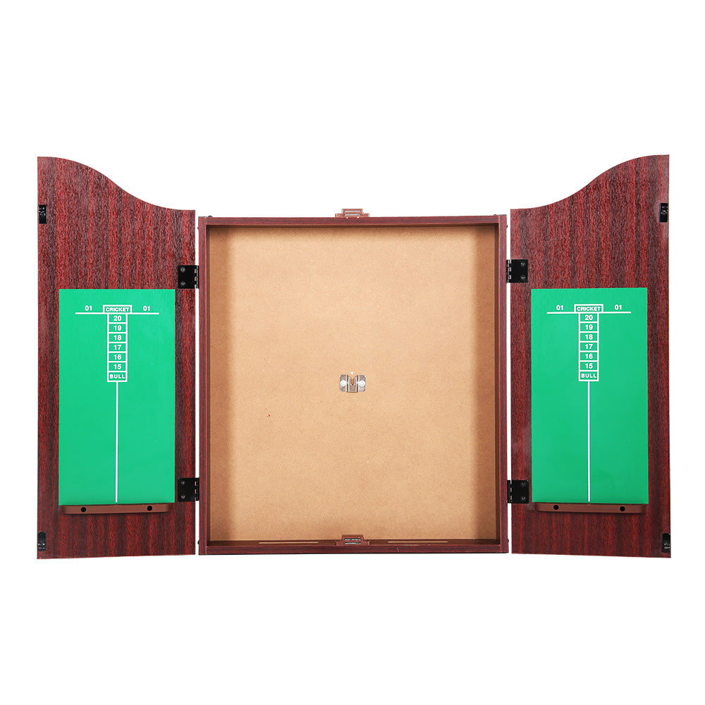 18" Dartboard Cabinet Set Steel Darts Brown