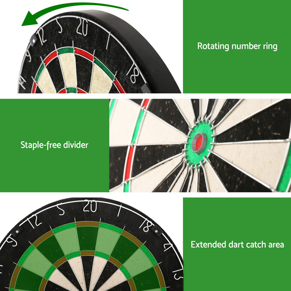 18" Dartboard Cabinet Set Steel Darts Brown