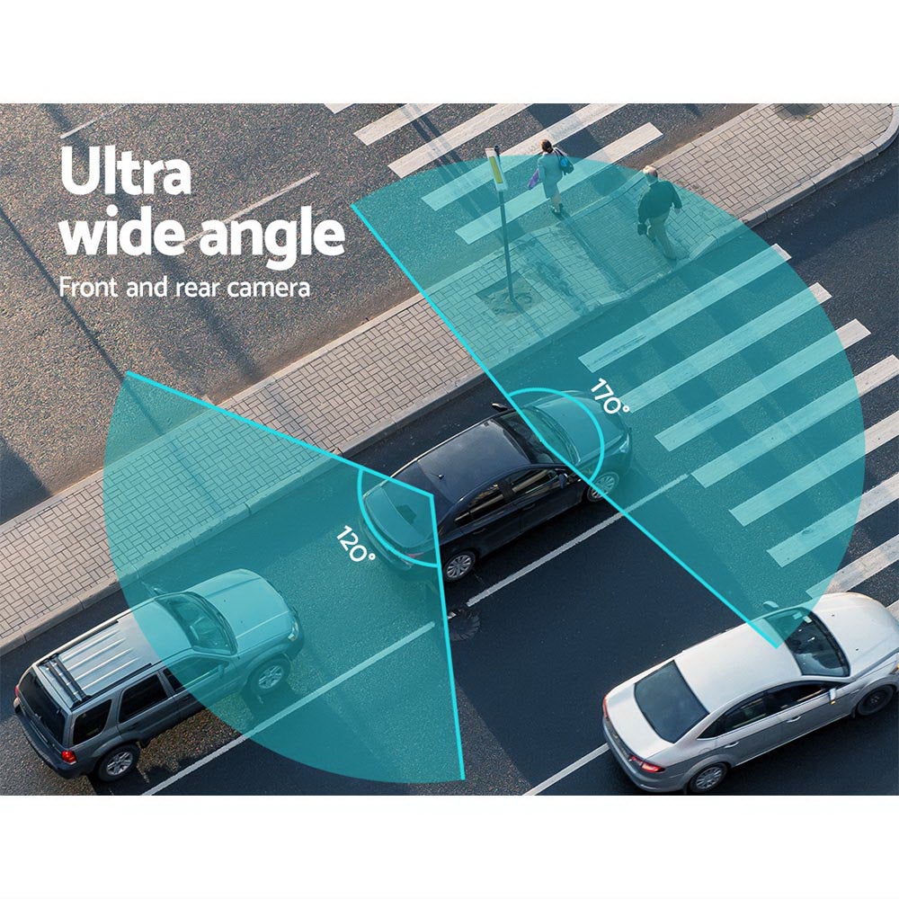 UL-tech 4" Dual Dash Camera 1080P Front Rear Black