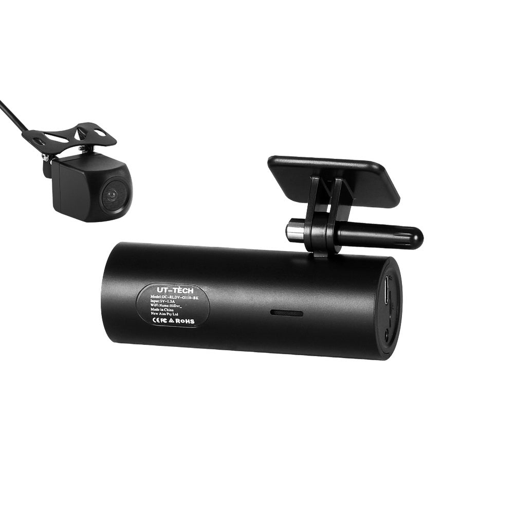 UL-tech 4K Dash Camera Hidden Front Rear WiFi Black