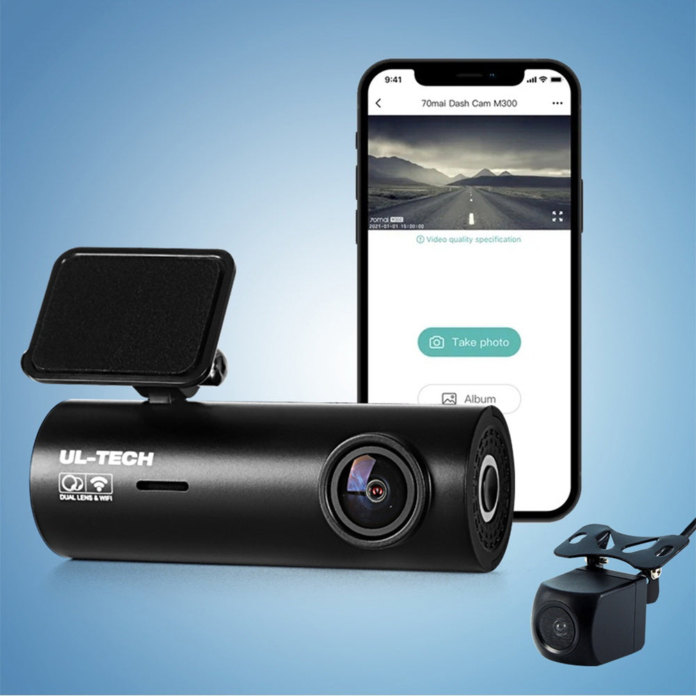 UL-tech 4K Dash Camera Hidden Front Rear WiFi Black