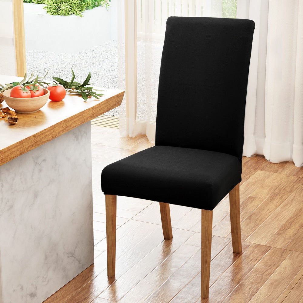 Artiss Dining Chair Covers 4x Slipcovers Spandex Stretch Banquet Wedding Black